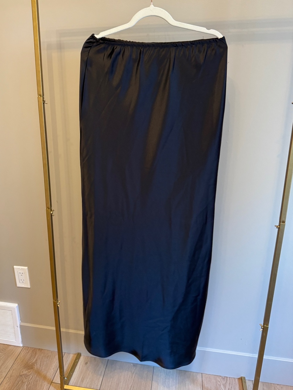 Boohoo Black Satin Maxi Slip Skirt | Size 12 (US) / UK 16